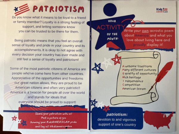 Preview of page 2 of the Patriotism Box booklet